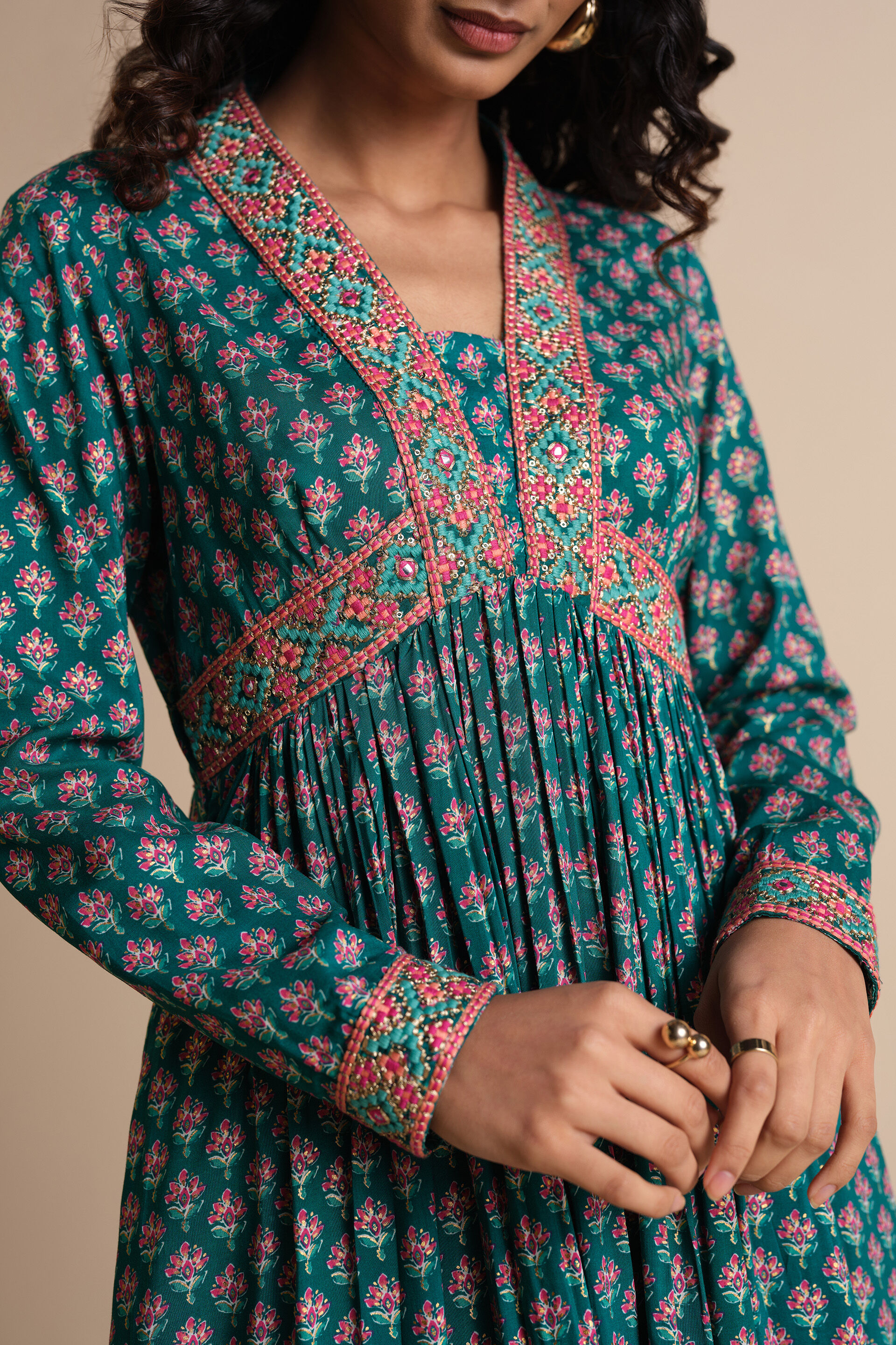 Mast Malang Kurta Set, Teal, image 4